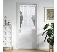 Aquazolax Transparent Sheer Door Window Curtain Elegant Solid Voile Curtain French Door Panel 54x40-Inch with Bonus Tieback - 1 Piece, Pure White