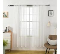 Aquazolax Voile Curtains for Bedroom 80 Drop Pair of Lightweight Net Curtain Panels for Door to Keep Bugs Out/Bedroom Living Room Privacy, Tie Backs Include, 54" Wide in Ivory