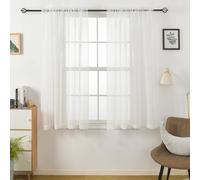Aquazolax Voile Door Curtains with Tiebacks - 63inch/160cm Drop Semi Transparent Net Curtains Pair for Doors with Windows, 54" / 137cm Wide, Ivory