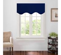 Aquazolax Window Scalloped Valances for Kitchen Blackout Decorative Scalloped Valance Curtain, 52inch x 18inch, Navy Blue, Single Panel