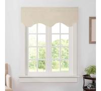 Aquazolax Window Treatments Curtain Valance Rod Pocket Top Scalloped Valance Drapes for Bedroom Windows, 52" Wide x 18" Long, Beige, One Panel