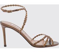 AQUAZZURA Love Struck Python-Print Leather Sandals with Stiletto Heel - Size: 38½ - female