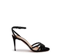 Aquazzura Tequila 85 Embellished Suede Sandals - Black - 38 (IT38 / UK5)