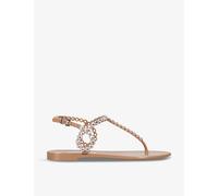 Aquazzura Womens Blush Almost Bare Crystal-embellished T-bar Jelly Sandals Eur 36 / 3 Uk Women