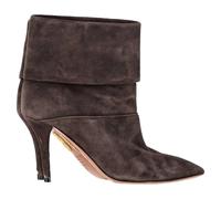 Aquazzura Women's Preloved Folded Ankle Heeled Boots in Brown Suede | Size: 3