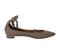Aquazzura Women's Preloved Pointed Toe Ballet Flats in Grey Leather | Size: 7
