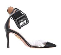 Aquazzura Women's Preloved PVC Ankle Strap Sandals in Black Leather | Size: 4