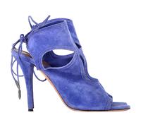 Aquazzura Women's Preloved Sexy Thing Cutout Sandal Heels in Blue Suede | Size: 5