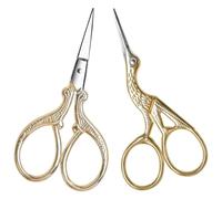 AQUEENLY Embroidery Scissors, Stainless Steel Sharp Stork Scissors for Sewing Crafting, Art Work, Threading, Needlework - DIY Tools Dressmaker Small Shears - 2 Pcs (3.6 Inches, Gold)