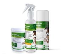 Aqueos First Aid Trio Pack for Pets, Spray Plaster, First Aid Spray and Blood Stop, 3 Piece, Silver Aluminium