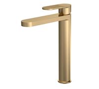Aquess Contour Brushed Brass Fluted Tall Basin Mixer Tap