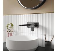 Aquess Contour Brushed Pewter Wall Mounted Fluted Basin Mixer Tap