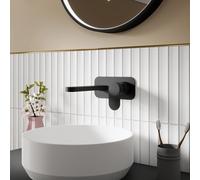 Aquess Contour Matt Black Fluted Wall Mounted Basin Mixer Tap