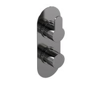 Aquess Curvo Concealed Thermostatic Shower Mixer Valve, Pewter - Twin Outlet