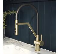 Aquess Ravi Brushed Brass Pull Out Kitchen Mixer Tap - Single Lever
