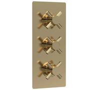 Aquess Tec Concealed Thermostatic Shower Valve with Diverter - Brushed Brass, Triple Outlet