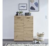 aquila wooden shoe storage cabinet in knotty oak
