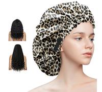 Aquior Extra Adjustable Shower Caps, Double-Layer Waterproof Reusable Hair Cap, Large Size for All Hair, Girls Spa Bath, Soft and Comfortable