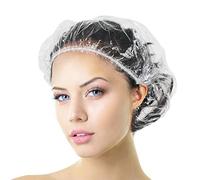 Aquior Shower Cap Disposable, 50 PCS Bath Caps Large Thick Clear Waterproof Plastic Elastic Hair Bath Caps for Women Kids Girls, Travel Spa, Hotel and Hair Solon, Home Use