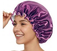 Aquior Shower Caps, Reusable Shower Cap for Women, Double Layer Waterproof Hair Cap, Large Size for All Hair Lengths,for Girls Spa Home Salon Use (Purple)
