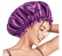 Aquior Shower Caps, Reusable Shower Cap for Women, Double Layer Waterproof Hair Cap, Large Size for All Hair Lengths,for Girls Spa Home Salon Use (Purple)