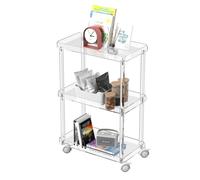 Aquiver Acrylic Slim Storage Cart - 3 Tier Utility Rolling Cart - for Kitchen, Bathroom, Living Room, Laundry, Narrow Places - 15.6'' L x 8.7'' W x 23.6'' H