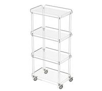AQUIVER Acrylic Slim Storage Cart - 4 Tiers Narrow Rolling Cart - Utility Cart for Kitchen, Bathroom, Living Room, Laundry - 15.6 '' L x 10.2 '' W x 33.9 '' H