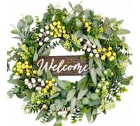 AQUPELW Eucalyptus Wreath, 46 cm/18 inch Spring Wreaths for Front Door, Summer Door Wreaths Outdoor, Door Wreath Hanger All Year, for Farmhouse Office Home Wedding Party Decoration