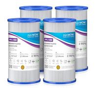 AQUWOW PPL10BB Sediment Pleated Filter Set - 5 Micron 10 x 4.5 Big Blue Replacement Cartridges for Whole House Water Filtration Systems Durable Premium Quality (4, 10 x 4.5)