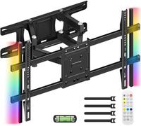 Aquzee 75 Inch TV Wall Mount with LED Lights，Heavy Duty Full Motion Mount | For 65 75 85 Inch TVs, Large TV Articulating Bracket Holds 132 lbs, Max VESA 600x400mm, Adjustable Tilt, Swivel and Extension