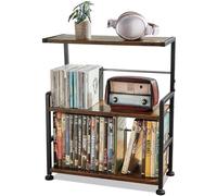 Aquzee CD Storage Rack, 3-Tier Wooden CD Holder, 70 CD Cases Desktop DVD Storage Units Stand, Movable Dividers, Space Saving CD & DVD Organizer Racks, Blu Rays Display Shelf Organiser