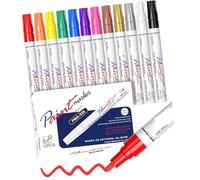 Aqvjd 12Lots Fine Point Oil Paint Markers Waterproof, Fade Resistant Paint Pen Stone Tablets Tracing for Artists Oil-Based Marker Pen