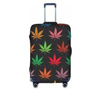 aqwerrea Colorful Cannabis Leaves Print Stretchy Suitcase Cover with Pattern Luggage Protector with Handle Holes & Buckle for Travel M