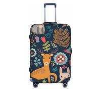 aqwerrea Owl Rabbit Bird Fox Print Stretchy Suitcase Cover with Pattern Luggage Protector with Handle Holes & Buckle for Travel S
