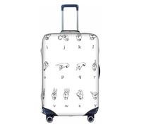 aqwerrea Sign Language Alphabet Print Stretchy Suitcase Cover with Pattern Luggage Protector with Handle Holes & Buckle for Travel S