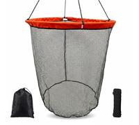 Aqwxc Foldable Bridge and Pier Fishing Landing Net - High Load-Bearing Aluminum Ring Drop Net for Saltwater Freshwater - Collapsible Basket with 50 FT Rope