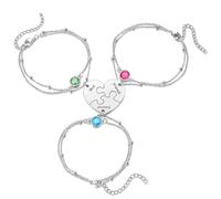 AQWYDK 3 Pack Heart BFF Bracelets for Best Friends - Engraved Matching Friendship Bracelets for 3 Girls, Women & Kids | Long Distance Friend Gifts for Christmas, Birthday