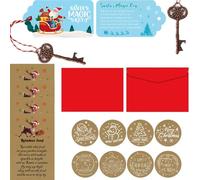 AQWYDK 4 PCS Magical Reindeer Food and Santas Magic Key Set, Santa's Magic Key + ECO Magical Reindeer Food Bag + Charm + Wooden Santa Lost Button Set, Biodegradable, Wildlife Friendly Handmade