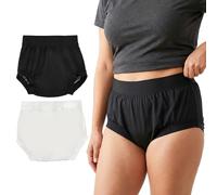 AQX Cloth Diaper Covers for Adults, Reusable Waterproof Underwear for Incontinence, Leak Proof Plastic Pants with High Waist, Black and White, Pack of 2, Large