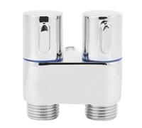 aqxreight 1 in 2 Out Angle Valve G1/2 Male Thread Double Control Metal Angle Valve for Bathroom, Toilet and Balcony (Electroplated)