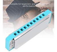 aqxreight 10 Hole Harmonica Blues Ab Key Harp Wind Musical Instrument Beginner Practice Black (Blue)