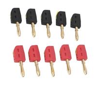 aqxreight 10 Pack 4mm Gold Plated Banana Plugs with Quick Connect Solderless Design for Testing Equipment and Power Devices 5 Red and 5 Black (5 Red + 5 Black)
