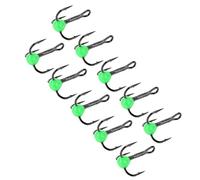 aqxreight 10pcs Treble Hooks High Carbon Steel Size 10 Bright Color Fishing Hooks Kit for Bass Trout Carp Lures BaitsBlue and Strong Is Reliable Carbon Is The with (Green)