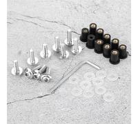 aqxreight 10pcs Windshield Kit Universal M5 Windscreen Fastener Fairing Mounting Hardware with Anodized Finish for All Motorcycles Black Silver Red (Silver)