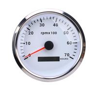 aqxreight 110mm 4-3/8in Tachometer 7 Color Backlight DC 9-32V 7000RPM Gauge with Hour Meter for Car Yacht RV Boat Truck Black Dial Silver Bezel CXA009 Cars Boats Suitable Generators (White Dial