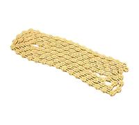 aqxreight 12 Speed Bike Chain Half Hollowed Alloy Steel Mountain Road Bicycle Chain with Connector for Cycling Riding Colorful More Applicable to All of From Design Outer Chamfer (Gold)