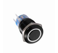 aqxreight 19mm Black Self Locking Push Button Switch with White LED for 12 24V Systems Metal Switch for Outdoor and Industrial Use (white)