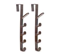 aqxreight 2 Pack Door Hook with 5 Hooks Door Rack Hanger Bac 2 Pack Hook with 5 Hooks Over The Rack Hanger for Backpack Handbag Clothes Coat, ABS Mater Over The (White)
