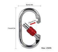 aqxreight 25KN Professional Climbing Screw Locking Gate Heavy Duty O-shape Steel Climbing Buckle Lightweight Hammock Locking Clamp/Holder for Rappelling Canyoning (Black)