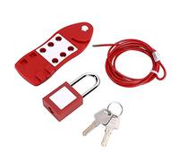 aqxreight 2m/6.56ft Cable Lockout Fish Shaped Hasp 38mm Padlock Set Stainless Steel for Industry Electric Power About Excellent Length The are Diameter About Length is Beam